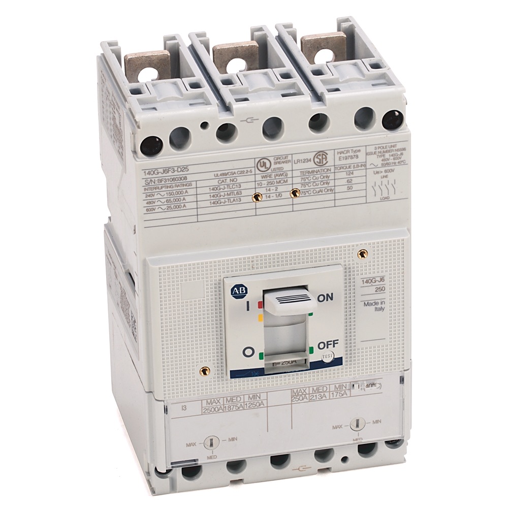Allen-Bradley 140G 250A J Frame Molded Case Ckt-Bkr 140G-J6F3-D20 140G-J6F3-D20