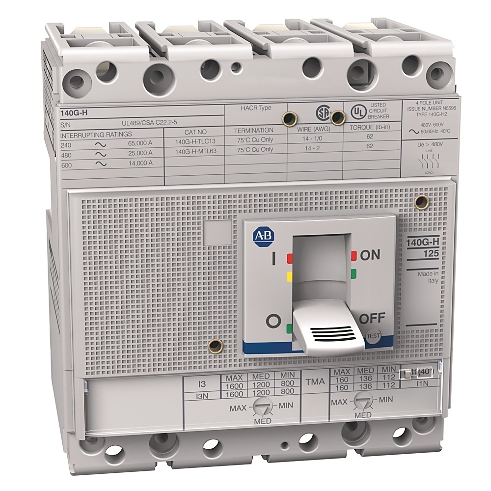 Allen-Bradley 125A H Frame Molded Case Ckt-Bkr 140G-H2F4-C80 140G-H2F4-C80