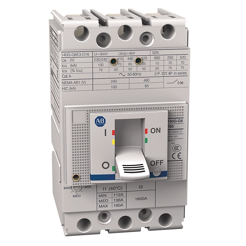 Allen-Bradley 140G 160A Frame Molded Case Ckt-Bkr 140G-G3E3-D16 140G-G3E3-D16