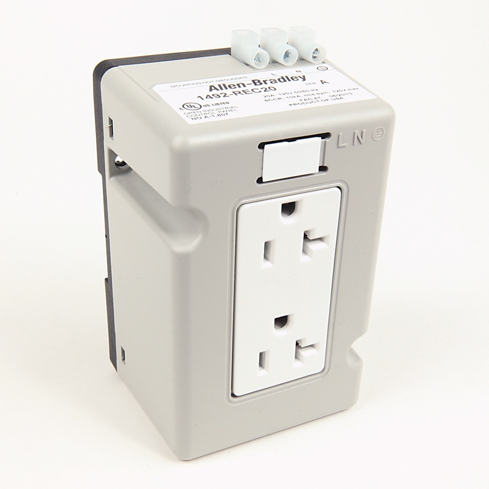 Allen-Bradley IEC Duplex Rcpt, 15A, Din Rail Mtg 1492-REC15 1492-REC15