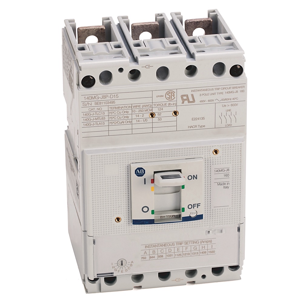 Allen-Bradley 250A J Frame Mtr Protection Ckt-Bkr 140MG-J8P-D15-SD 140MG-J8P-D15-SD