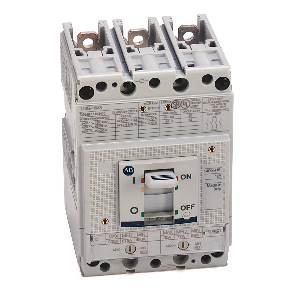Allen-Bradley 140G 125A H Frame Molded Case Ckt-Bkr 140G-H6F4-D10 140G-H6F4-D10