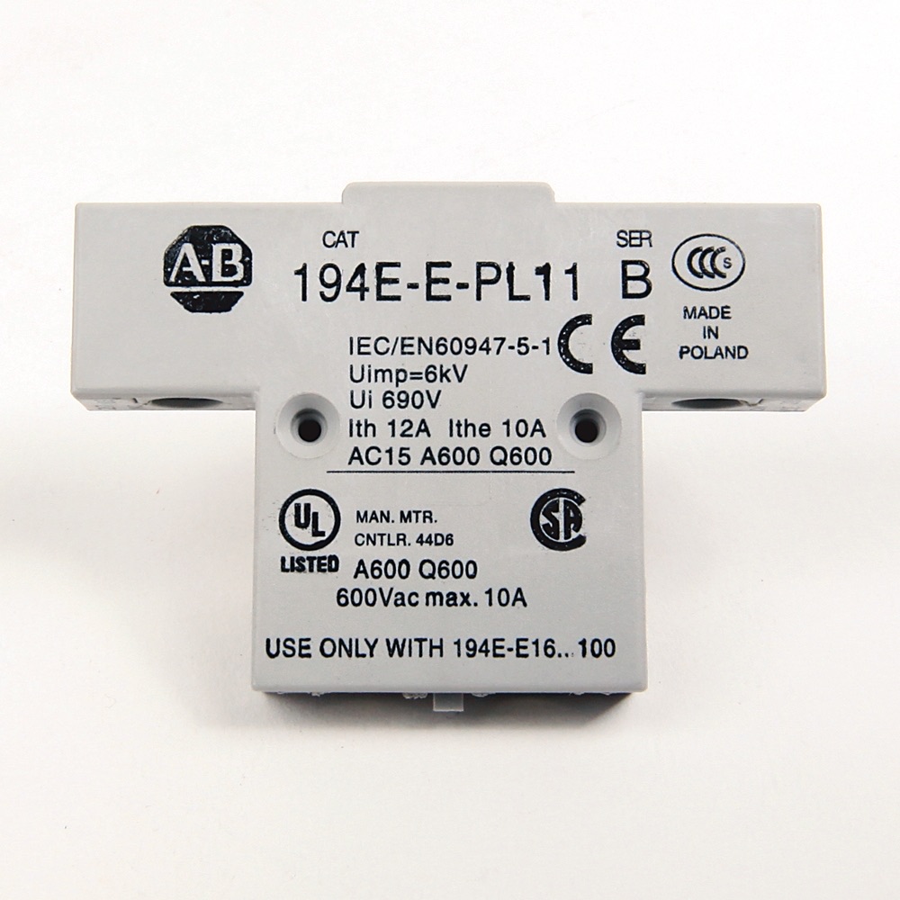 Allen-Bradley 194E 1 NO-1 NC L.B. Aux. Contact Block 194E-E-PL11 194E-E-PL11