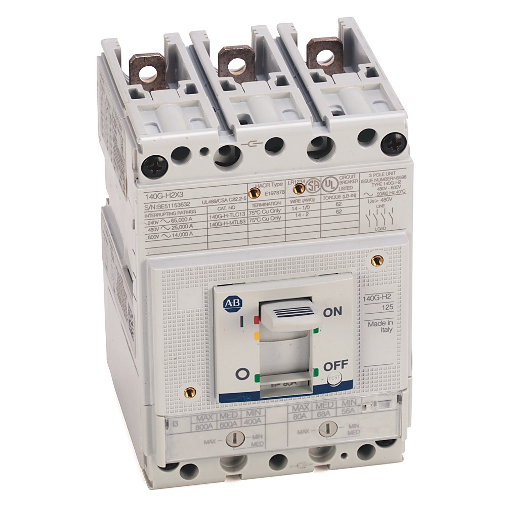 Allen-Bradley 125A H Frame Molded Case Ckt-Bkr 140G-H2F3-C80 140G-H2F3-C80
