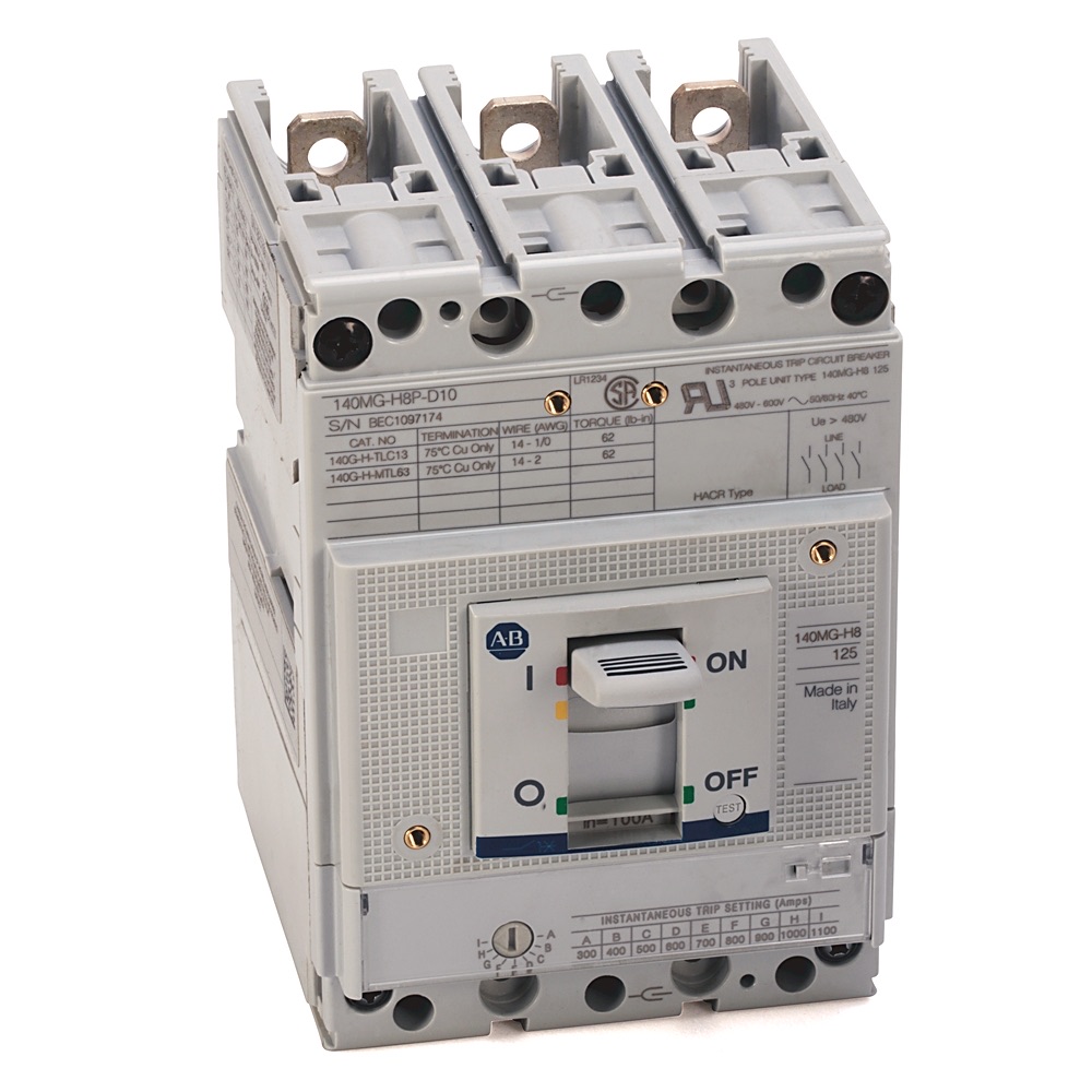 Allen-Bradley 125A H Frame Mtr Protection Ckt-Bkr 140MG-H8P-D10-SD 140MG-H8P-D10-SD