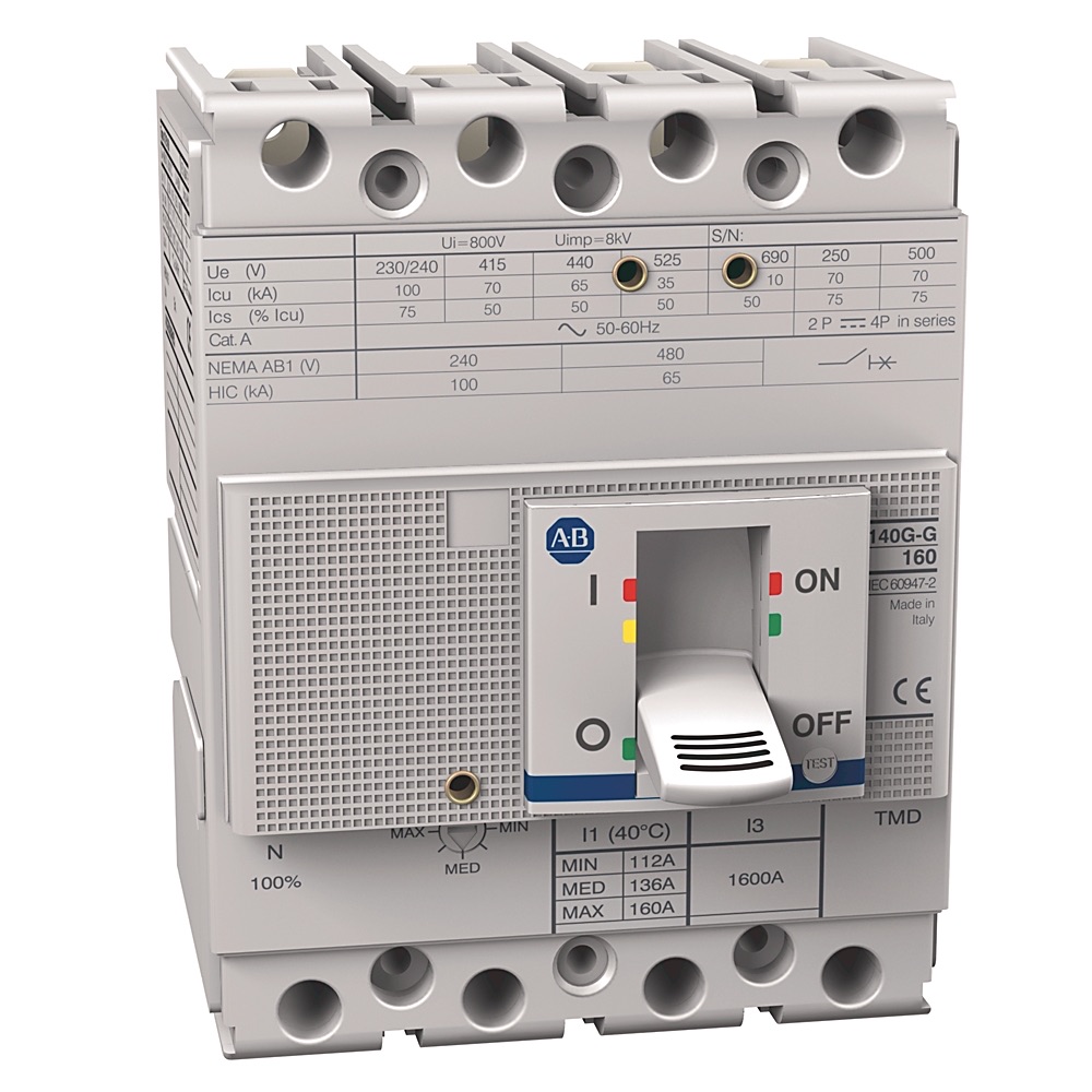 Allen-Bradley 140G 160A Frame Molded Case Ckt-Bkr 140G-G6E4-D16 140G-G6E4-D16